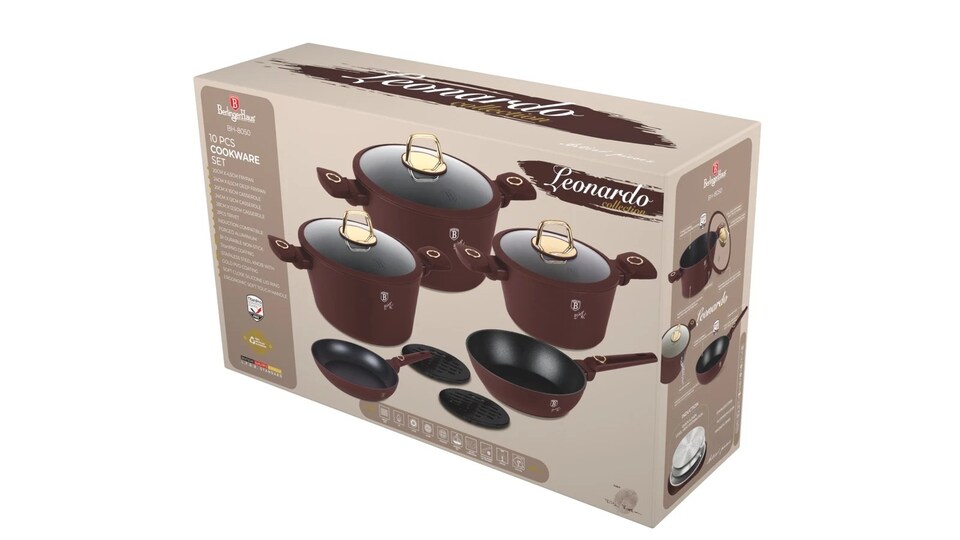 image 1 of Berlinger Haus 10 Pc Aluminium Non Stick Induction Pots & Pans Cookware Set | Brown | Leonardo | 10