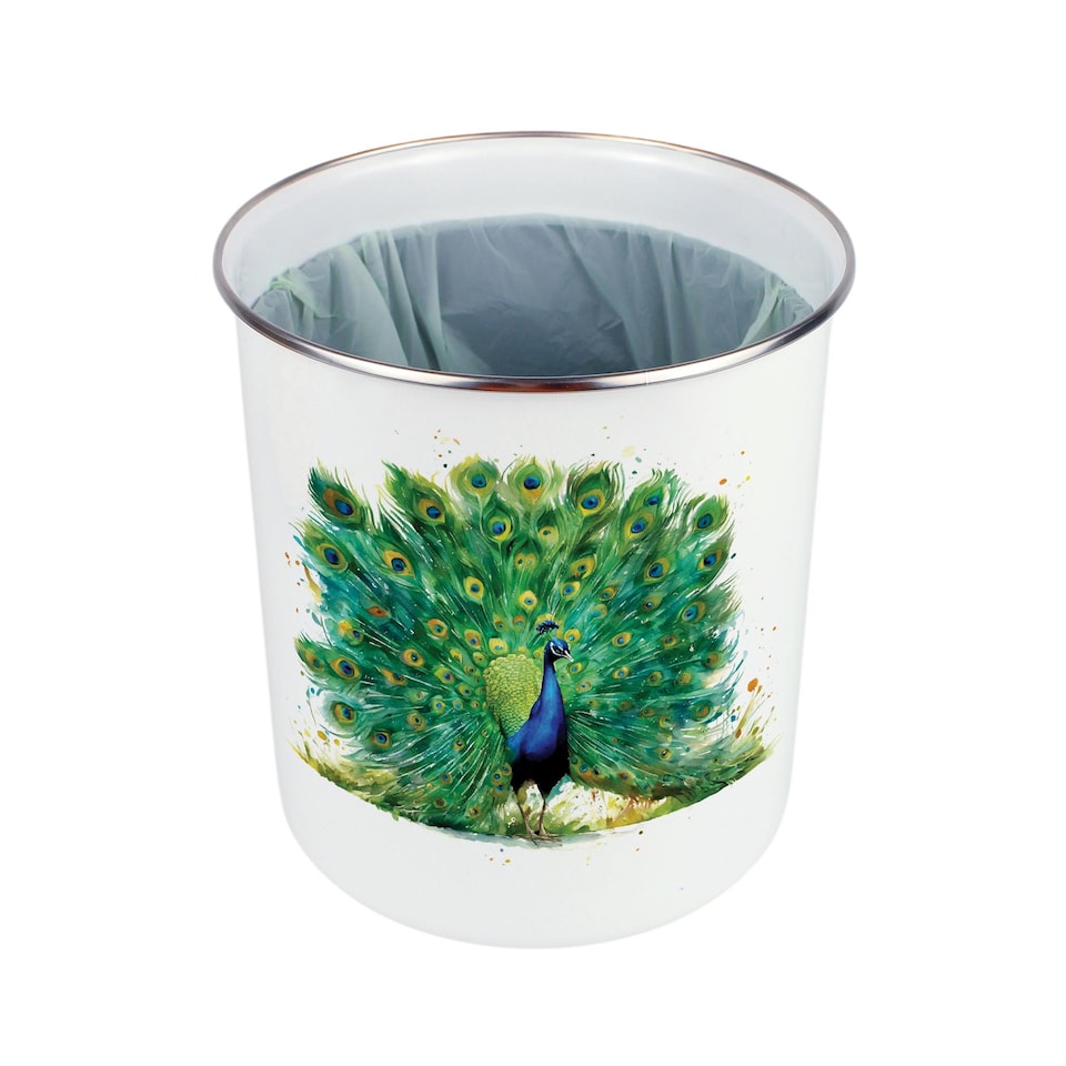 image 1 of Majestic Peacock Food Waste Caddy - Metal 2L Decorative Kitchen Compost Bin