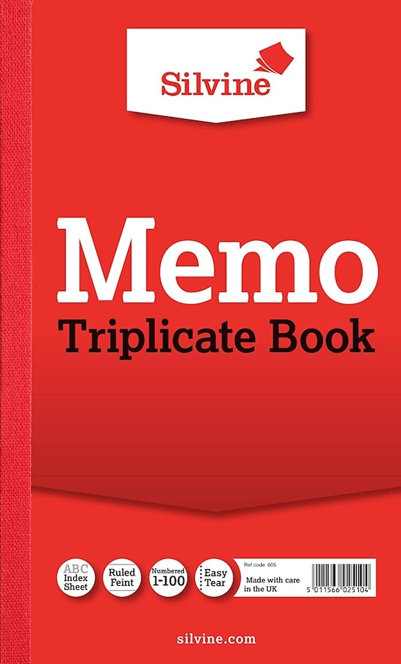 image 1 of Triplicate Memo Book 8.25"x5" (210 x 127mm)
