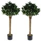image 1 of Artificial 120cm Pair of Bay Tree Laurel UV Resistant Outdoor Topiary | Green | 4ft