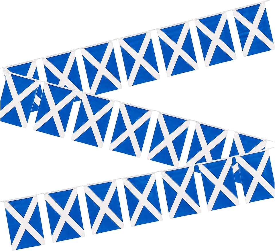 image 1 of 10m/33ft Scotland Flag Bunting for FIFA 2026 World Cup Football Event – 30 Double Sided Scottish Saltire Polyester Banner 14 x 21cm Football Party Decorations
