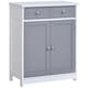 image 1 of kleankin Bathroom Floor Storage Cabinet w/ 2 Drawers Door Cupboard Grey White
