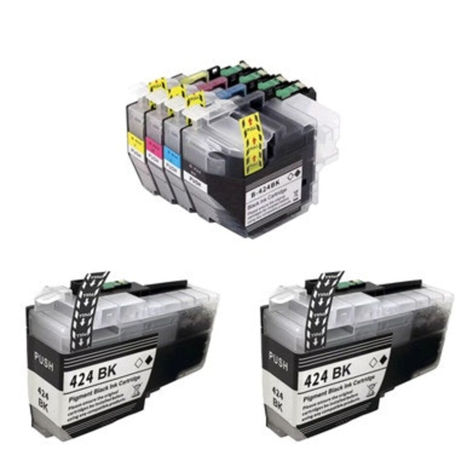 image 1 of Set of 4 & 2x Black Compatible Brother LC424 Ink Cartridges Multi