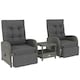 image 1 of Outsunny 3 Pieces Rattan Bistro Set with Cushions for Outdoor, Grey
