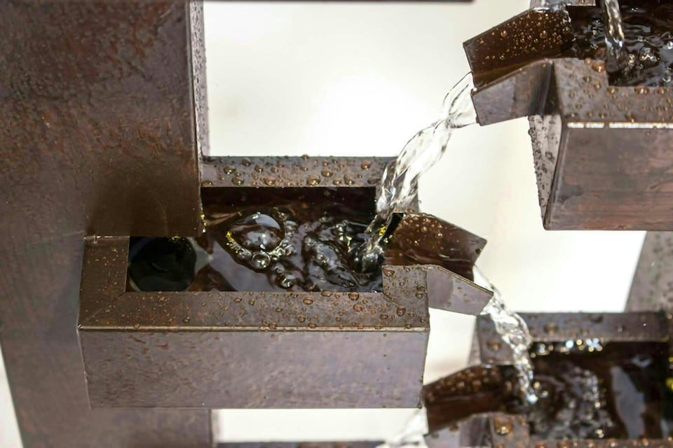 image 1 of Primrose Corbino 8 Tier Cascading Zinc Water Feature with Lights Bronze 109cm