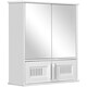 image 1 of kleankin Bathroom Mirror Cabinet Wall Mount Double Doors, White