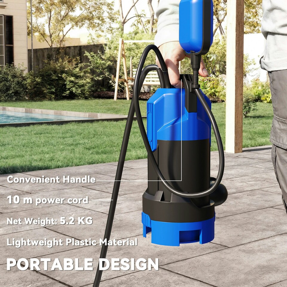 image 1 of Outsunny 750W Water Pump with Float Switch, 20000L/H Electric Sump Pump Blue