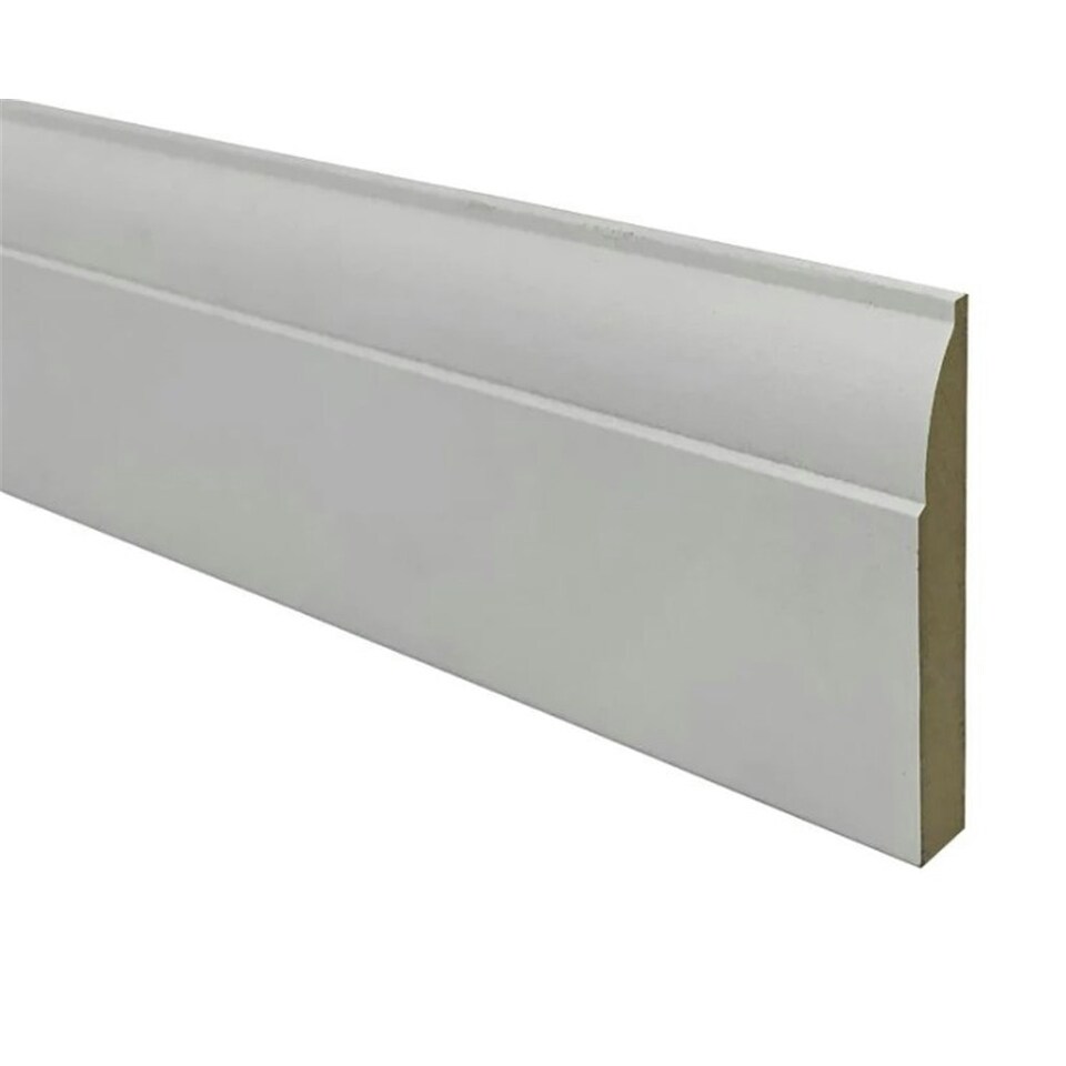 image 1 of PACK OF 20 (Total 20 Units) - 18mm x 144mm White Primed Ovolo 13 MDF Skirting Board - 4400mm Length