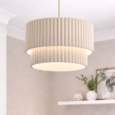 CGC Allegra Extra Large Oatmeal Linen Two-Tier Scalloped Drum Lampshade