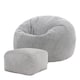 image 3 of Kingston Cord Adults Bean Bag Chair and Pouffe, Ready Filled Beanbag and Footstool Grey | Grey | Grey | 2