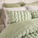image 2 of OHS Gingham Filled Seersucker Duvet Cover Set with Pillowcase Bedding | Green | Sage | Single