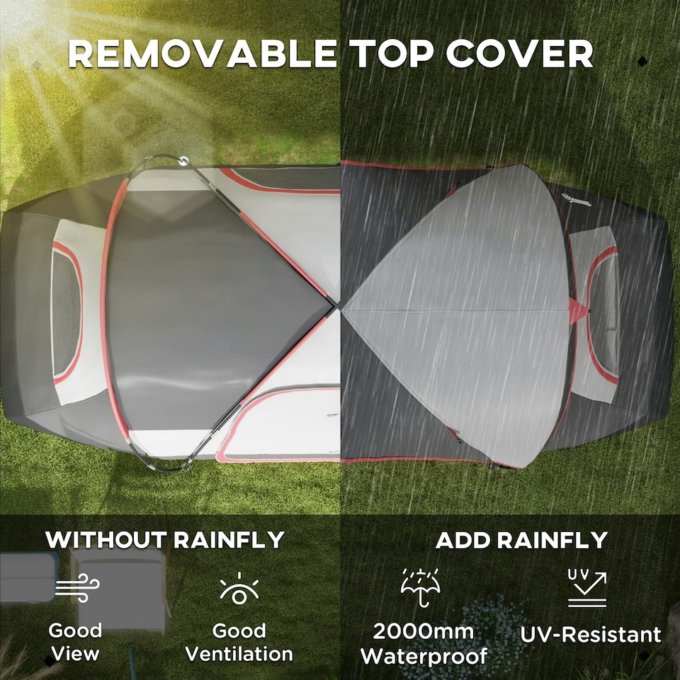 image 1 of Outsunny 2 Room Camping Tent with Waterproof Rainfly & Screen Panels Yellow 