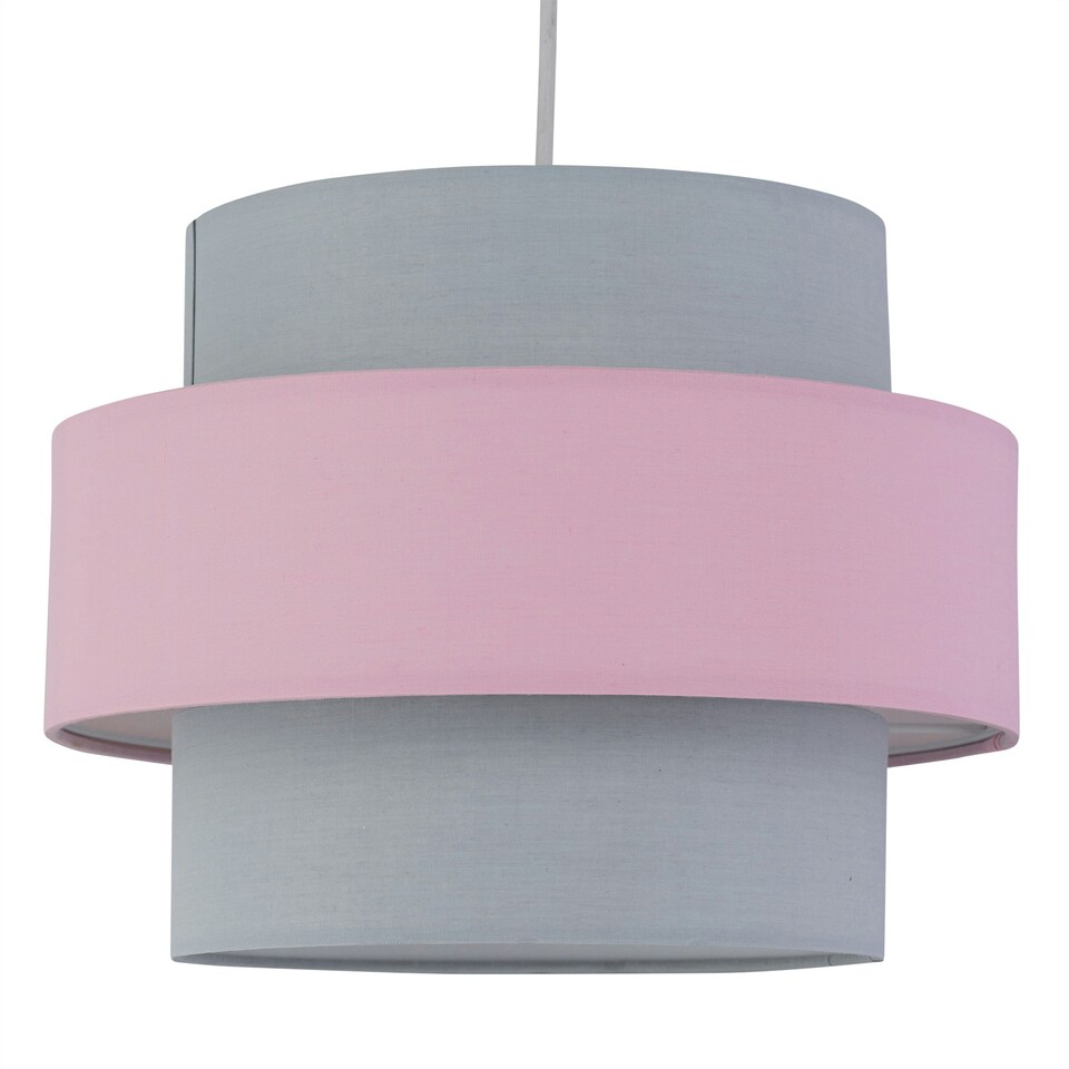 image 1 of Pair of Pink and Grey Two Tier Light Shades Grey | Pink