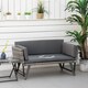 image 2 of Outsunny Rattan Garden Sofa Bed with Adjustable Armrests, 2-in-1 Convertible Couch Garden Daybed Lounger, Outdoor Folding Chaise Lounge Loveseat with Cushions for Porch, Patio, Mixed Grey | Grey | Two Seater