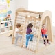 image 3 of COSTWAY 8-in-1 Indoor Jungle Gym Wooden Playground with Climbing Wall-Natural