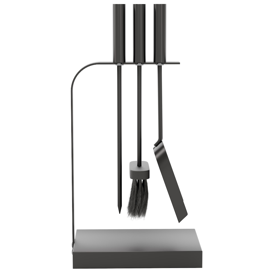 image 1 of Fire Vida 4 Piece Aston Companion Set Fireside Fireplace Accessory, Black