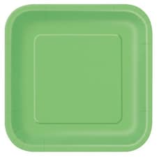 Lime Green Square Paper Plates 22cm - Pack of 14
