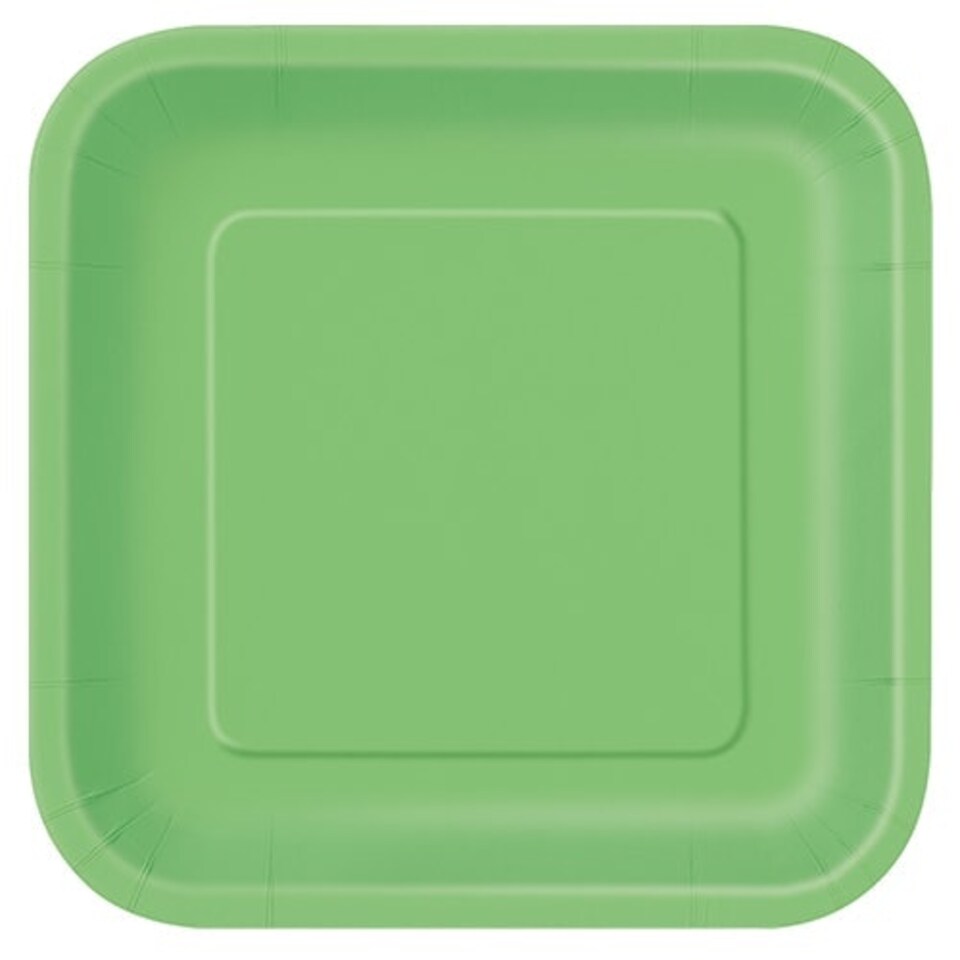 Lime Green Square Paper Plates 22cm - Pack of 14