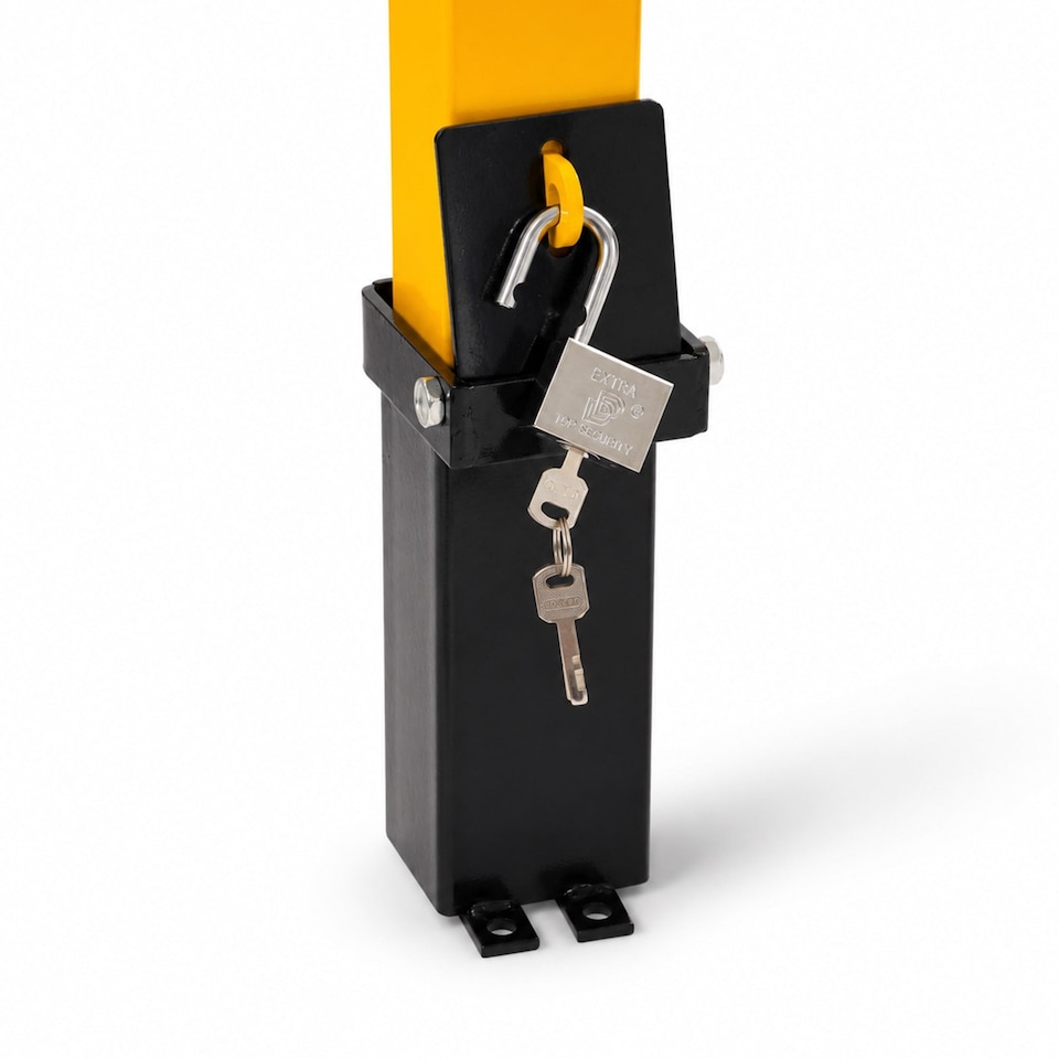 image 1 of Removable Locking Security Post Parking Space Bollard Barrier | Yellow