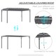image 3 of Outsunny 4 x 3(m) Outdoor Louvered Metal Pergola with Retractable Roof, Grey