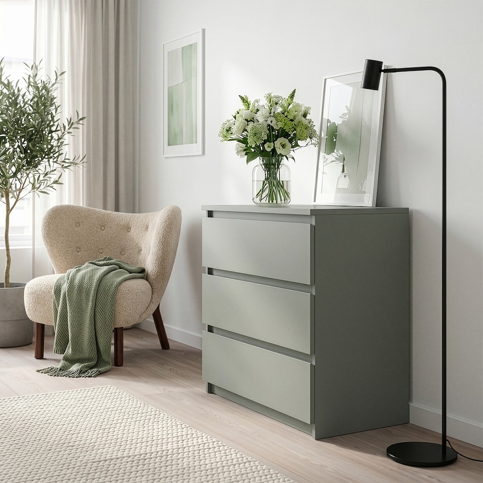 image 1 of Edmore 3 Drawer Chest in Sage Green