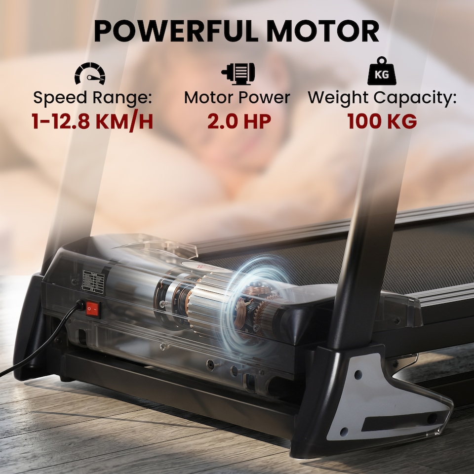 image 1 of HOMCOM Folding 12km/h Electric Treadmill Running Machine w/ Incline LED Display