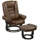 image 1 of HOMCOM Swivel Manual Recliner and Footrest Set PU Leather Chair Brown Brown | Dark Brown