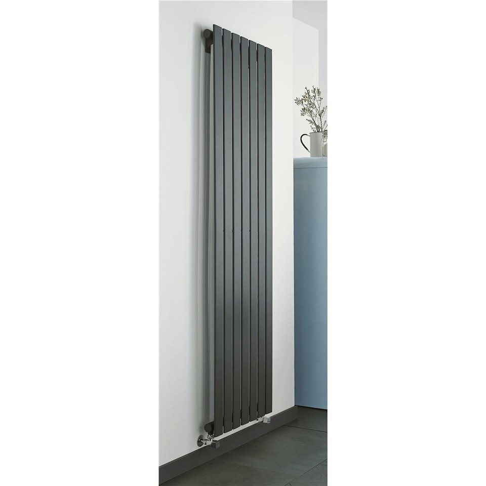 image 1 of 1600mm (H) x 410mm (W) -Anthracite Vertical Radiator (Berlin) - Single Panel - (1.6m x 0.41m) - Depth 52mm