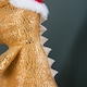image 5 of 60cm Tall Gold Plush Zilla Dino Sitting Christmas Decoration with Santa Hat