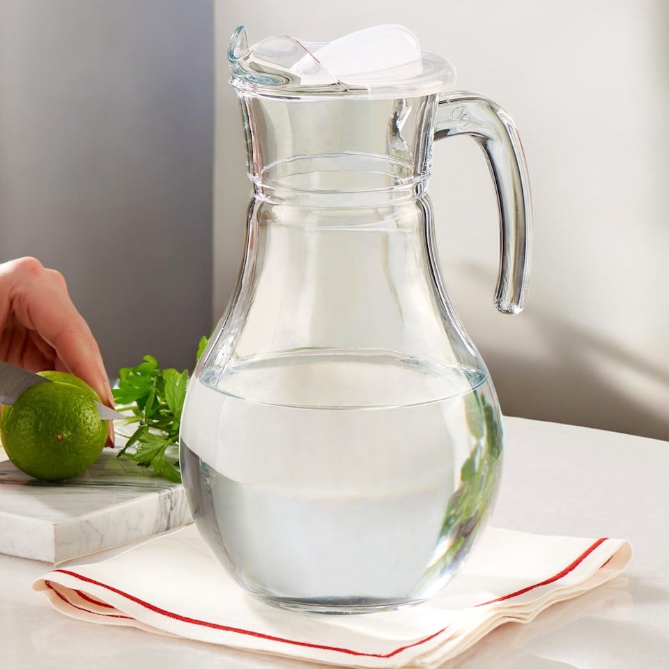 image 1 of 1.8L Pasabahce Large Glass Jug with Lid | Clear | 1 Jug | 1