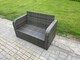 image 5 of Fimous 8 Seater High Back Rattan Garden Furniture Set with Square Coffee Table 2 Big Footstool Love Sofa Indoor Outdoor Patio Lounge Sofa Set Dark Grey Mixed