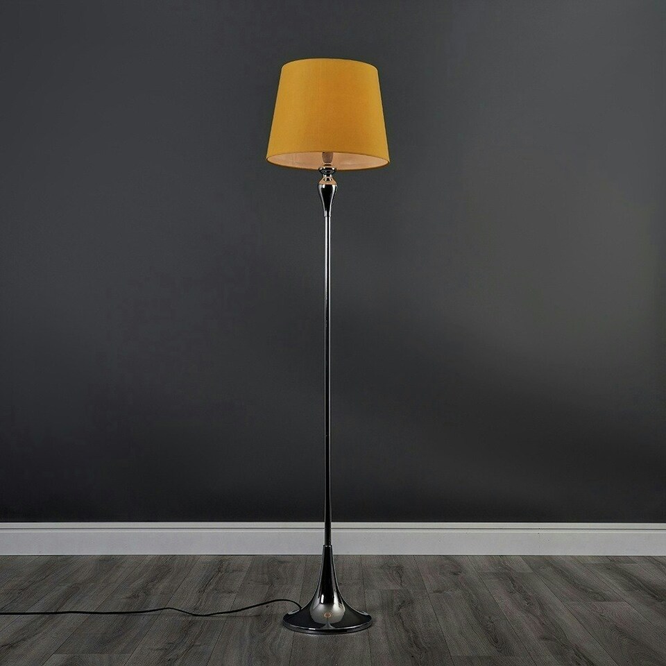 image 1 of ValueLights Faulkner Modern Polished Chrome Spindle Design Floor Lamp Base Yellow