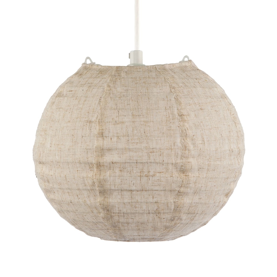 image 1 of Chic Natural Linen Fabric Oatmeal Spherical Pendant Lighting Shade | Cream | Taupe | 1
