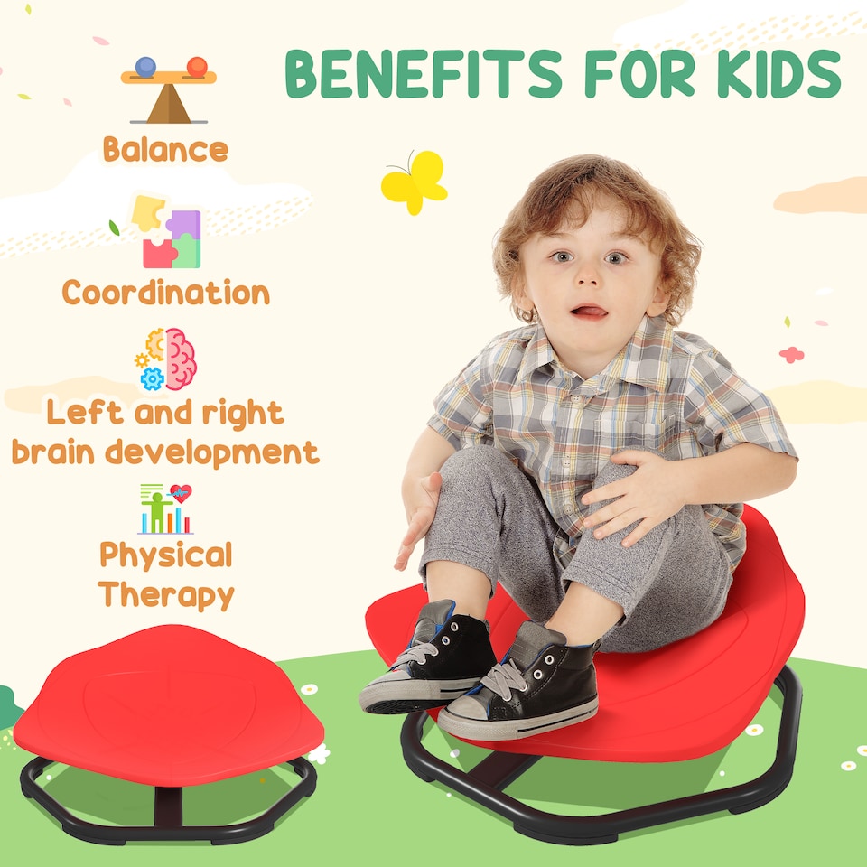 image 1 of AIYAPLAY Sensory Spinning Chair for Kids, for Balance, Coordination, Red