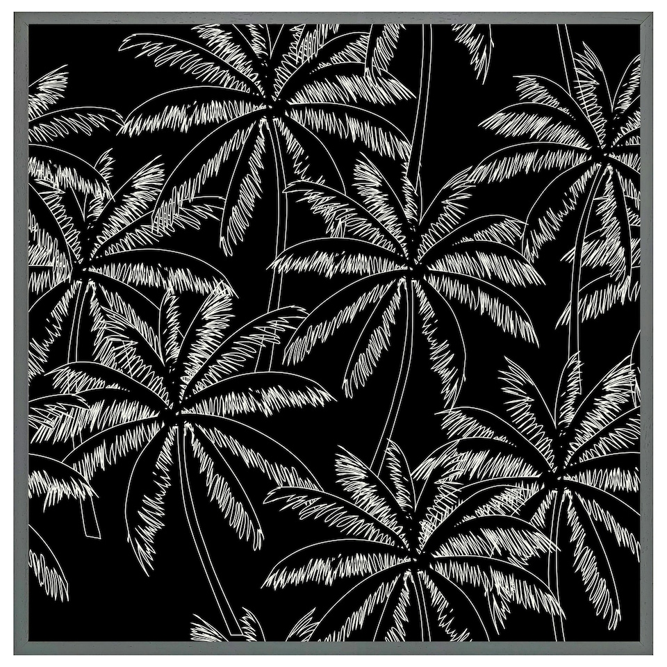 image 1 of White palm trees on black (Picture Frame) Brown | M