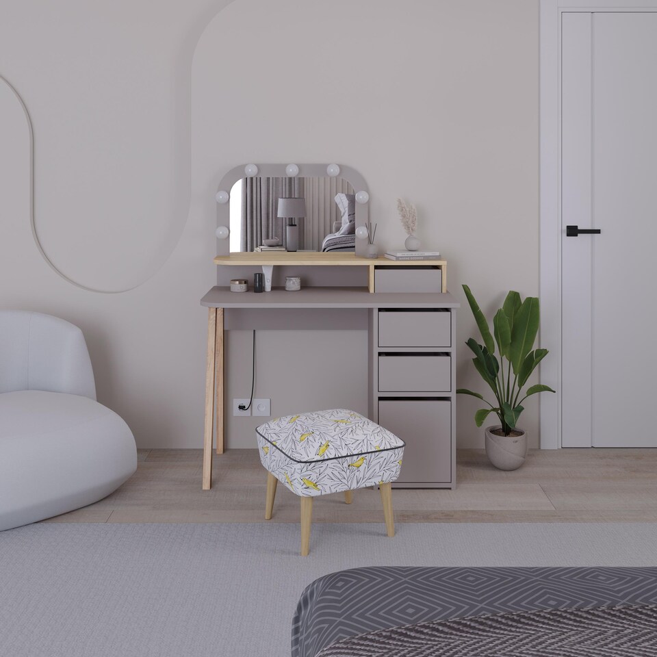 image 1 of Decortie Avien Dressing Table 105x51.5x131cm Mocha Grey