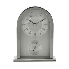 Wm.Widdop Arched Silver Aluminium Mantel Clock Silver