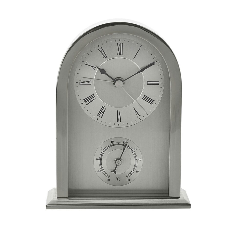 image 1 of Wm.Widdop Arched Silver Aluminium Mantel Clock Silver