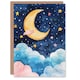 image 1 of Crescent Moon Stars Clouds Night Sky Watercolour Thank You Card