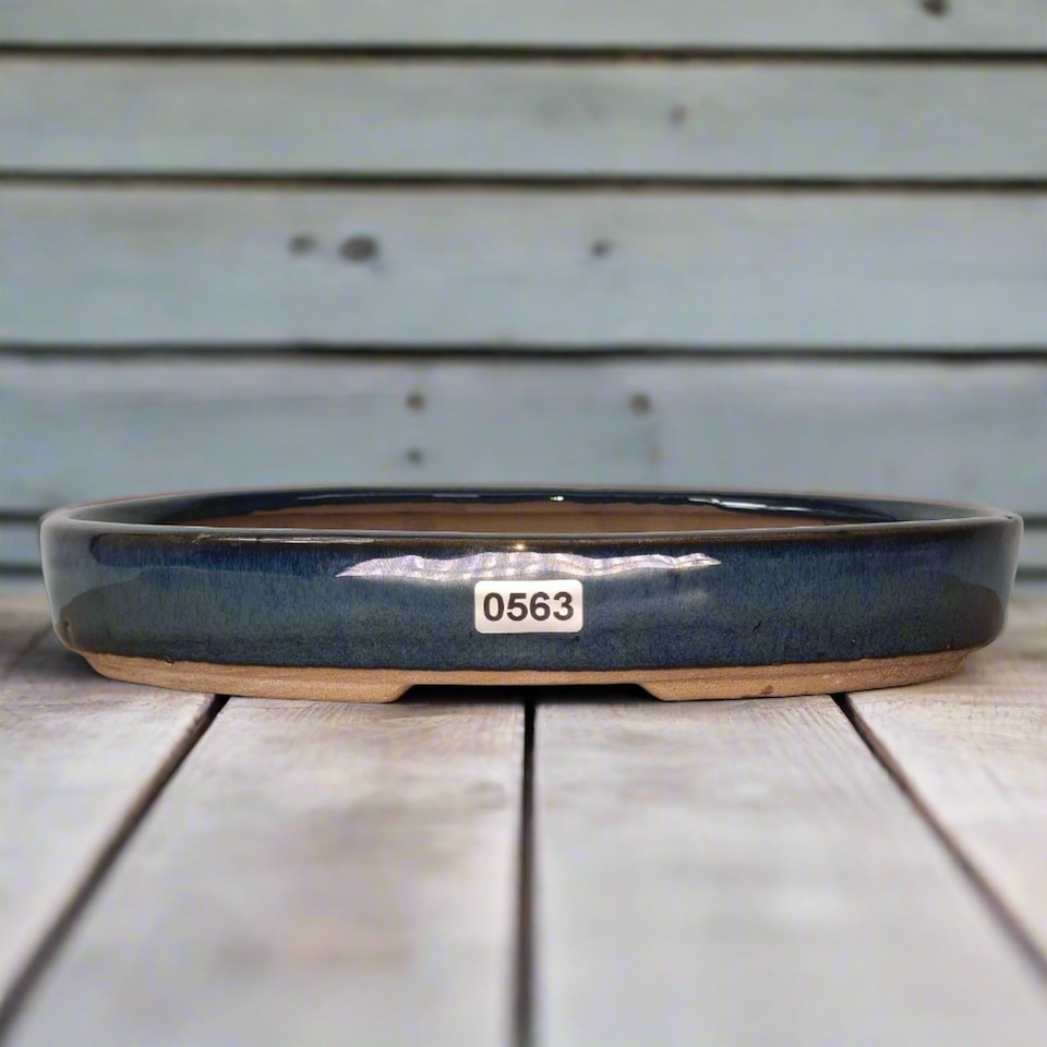 Yorkshire Bonsai 21cm Glazed Bonsai Pot Oval 21cm x 16cm x 3cm Blue