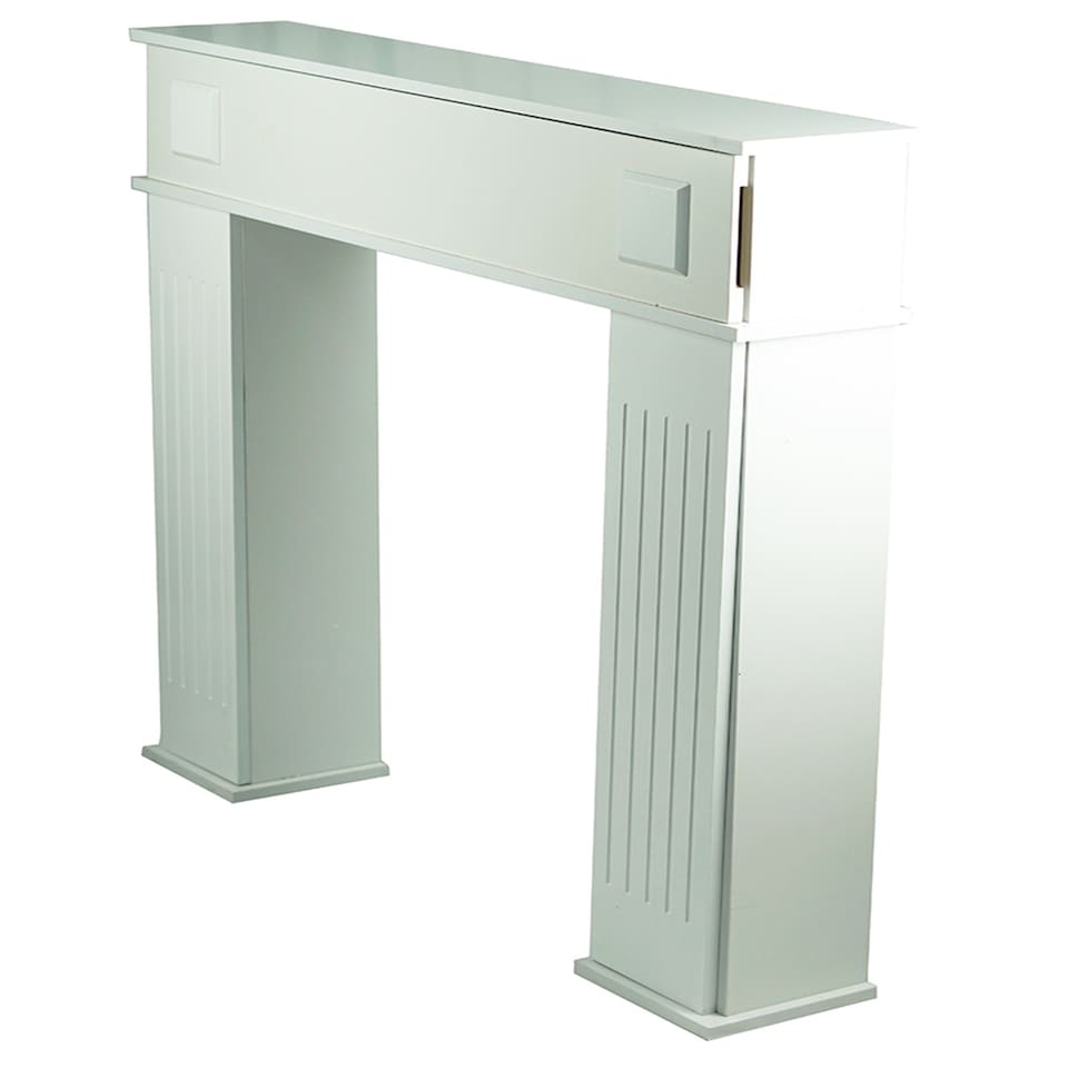 image 1 of Gr8 Home Wooden White Fireplace Surround Mantelpiece Storage Cabinet Shelves Unit Stand