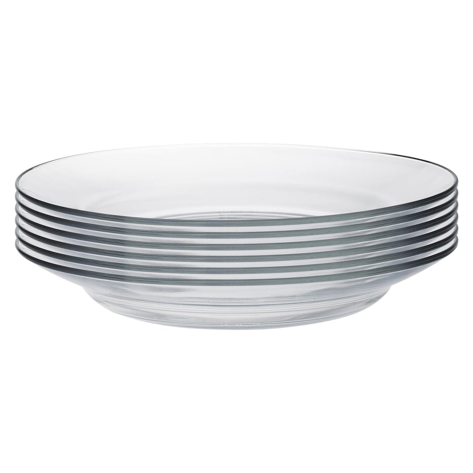 image 1 of Duralex Lys Glass Soup Plates Dishes - Tempered, Heat Resistant - 230mm - Pack of 6 | Clear | Clear