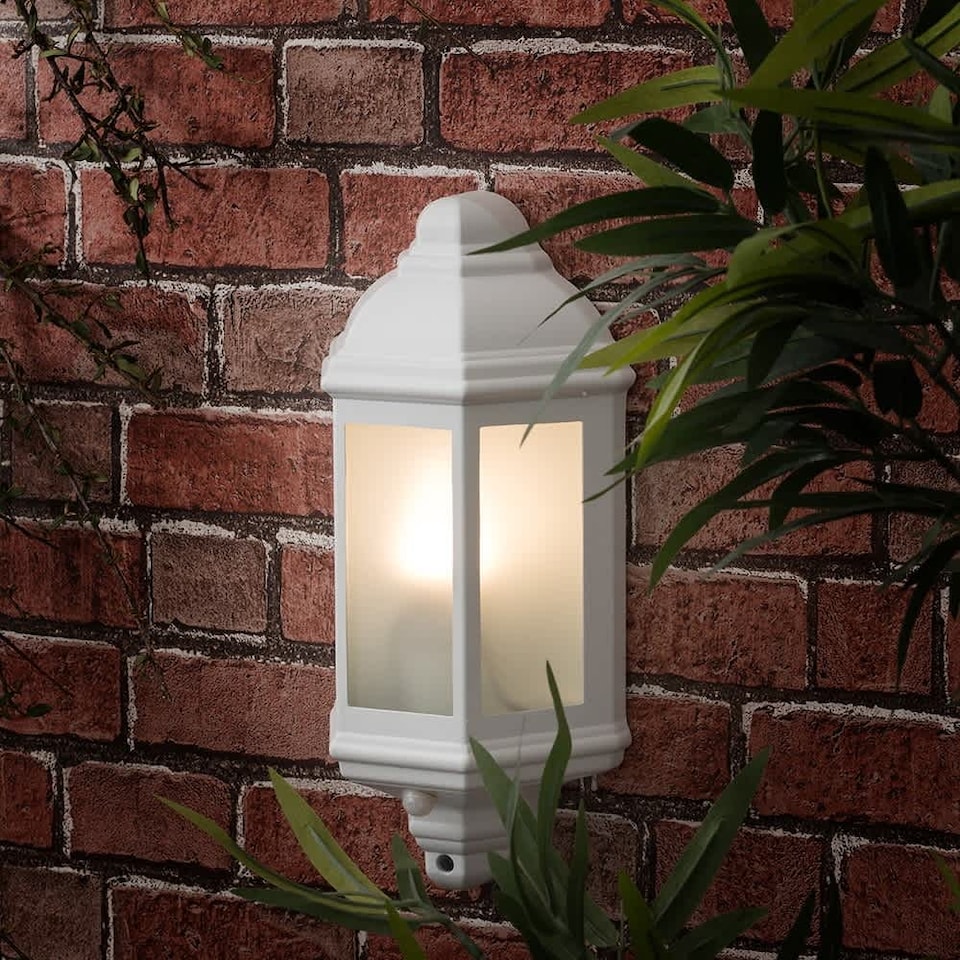 image 1 of ValueLights Kayleigh White Outdoor Wall Lantern | White