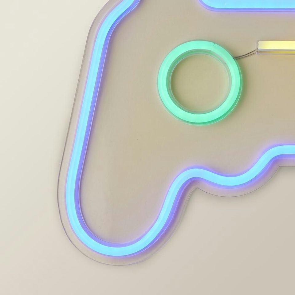 image 1 of ValueLights Games controller Games Controller Neon White Illuminated Decoration and Integrated LED 5W Multicolour Bulb