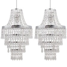 Set of 2 Chrome Tiered Chandelier Style Light Shades | Clear | Chrome | Medium | 2