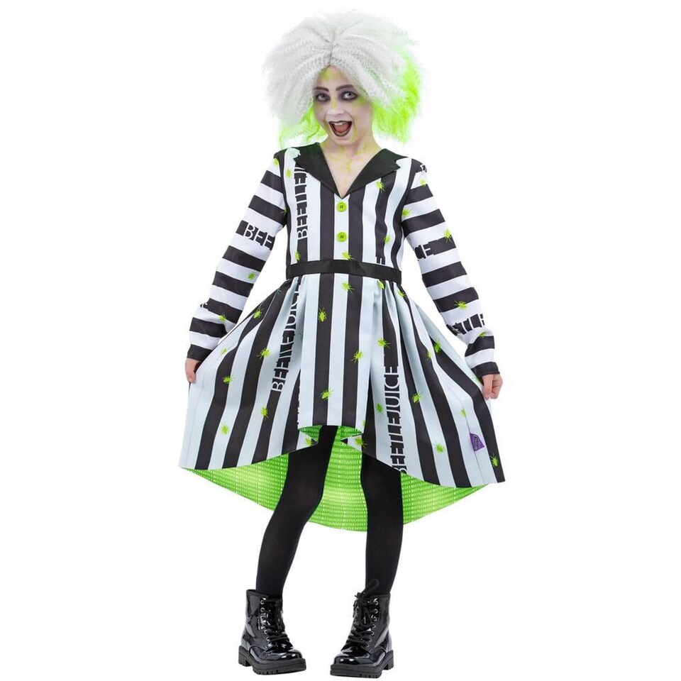 image 1 of Beetlejuice Girls Costume Dress | Black | Black/White | 10-12 years | 1