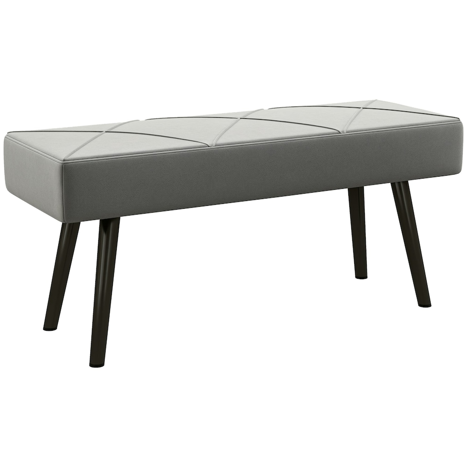 image 1 of HOMCOM End of Bed Bench, Upholstered Hallway Bedroom with Steel Legs, Grey
