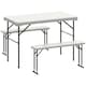 image 1 of Outsunny 3 Piece Folding Picnic Table and Bench Set w/ Handle, White 