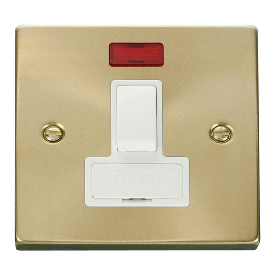image 1 of SE HOME Satin / Brushed Brass 13A Fused Connection Unit Switched With Neon White | Satin Brass