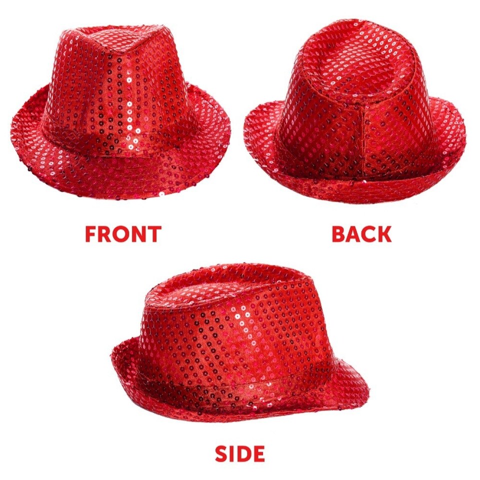 image 1 of Red Accessory Set - Sequin Trilby & Bow Tie Red | One Size